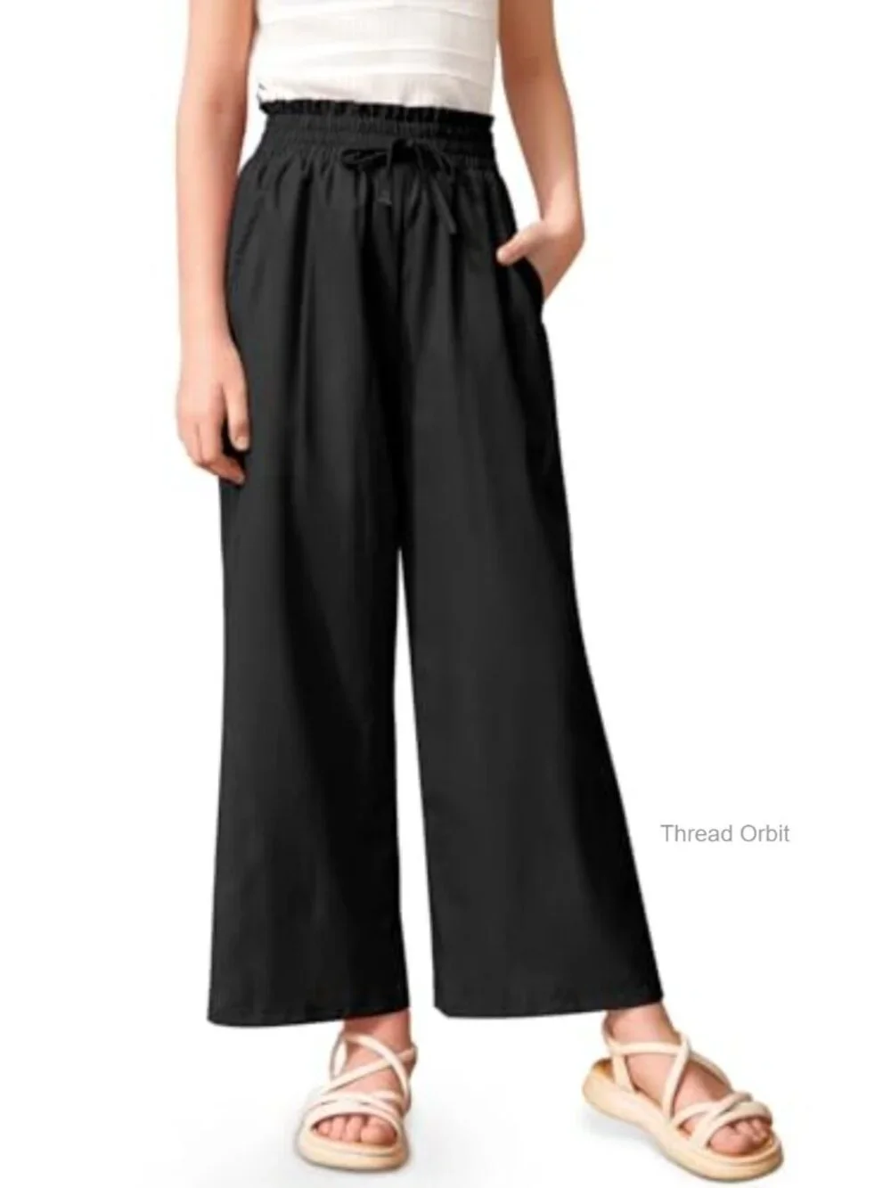 Girls Wide Leg Palazzo Pants Lightweight Flowy Lounge Trousers 5-14